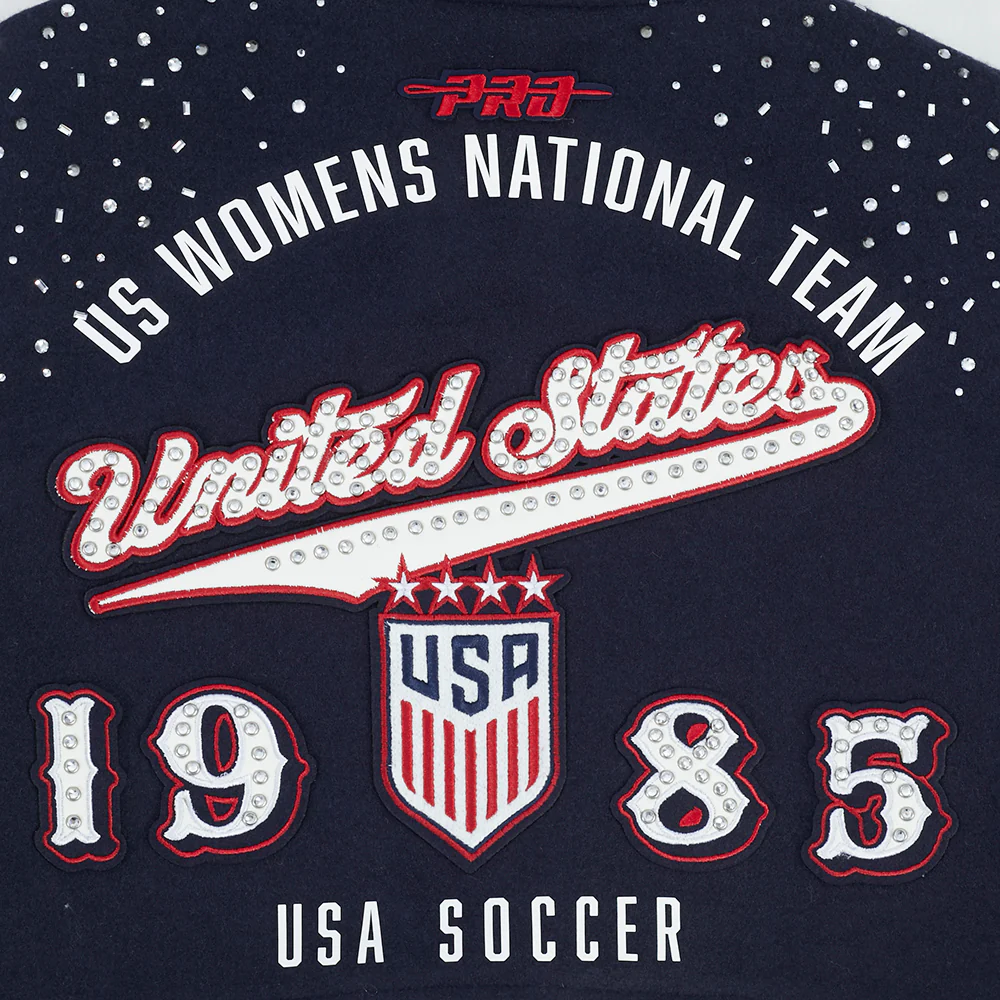 US SOCCER WNT LEGACY WOMEN'S CROPPED RIB WOOL VARSITY JACKET (MIDNIGHT NAVY/RED/MIDNIGHT NAVY) - Image 7