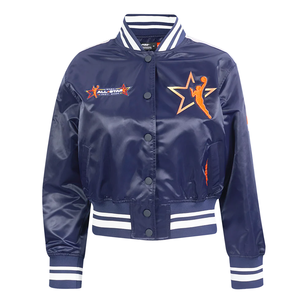 WNBA ALL STAR 2025 WOMEN'S SUBLIMATED CROPPED SATIN JACKET (MIDNIGHT NAVY) - Image 3