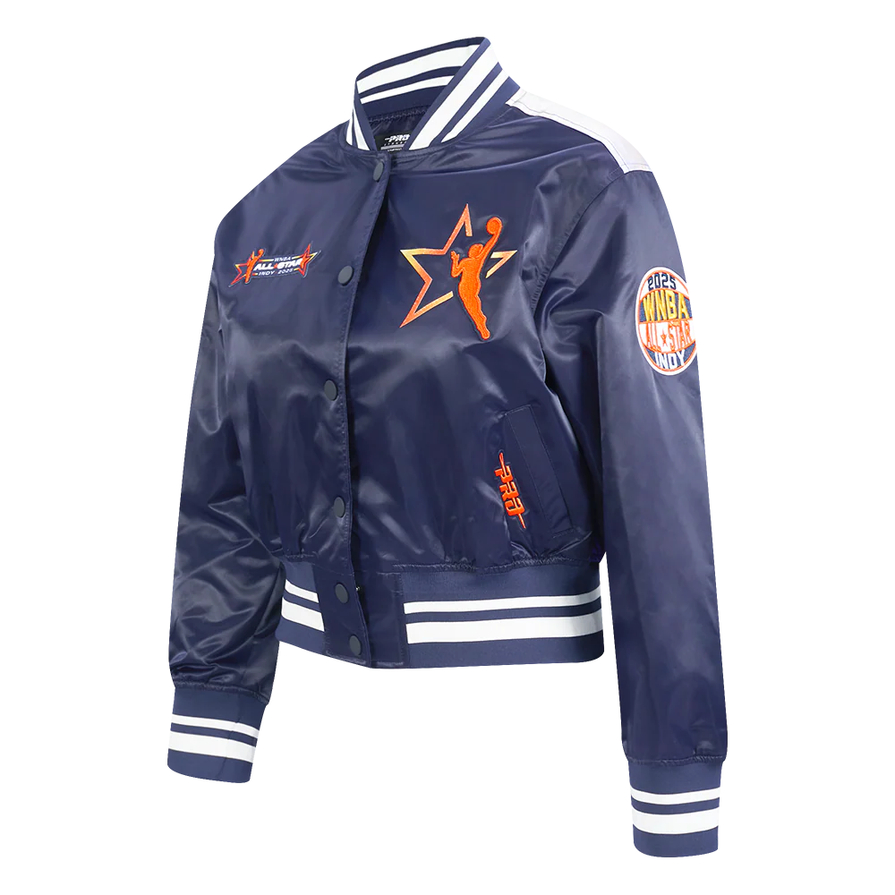 WNBA ALL STAR 2025 WOMEN'S SUBLIMATED CROPPED SATIN JACKET (MIDNIGHT NAVY) - Image 4