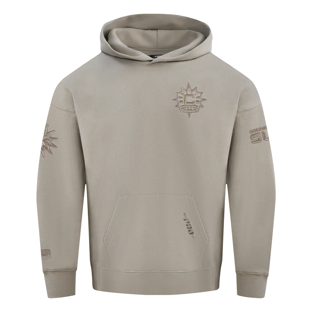 WNBA CONNECTICUT SUN NEUTRAL MEN'S DROP SHOULDER FLEECE PULLOVER HOODIE (TAUPE)
