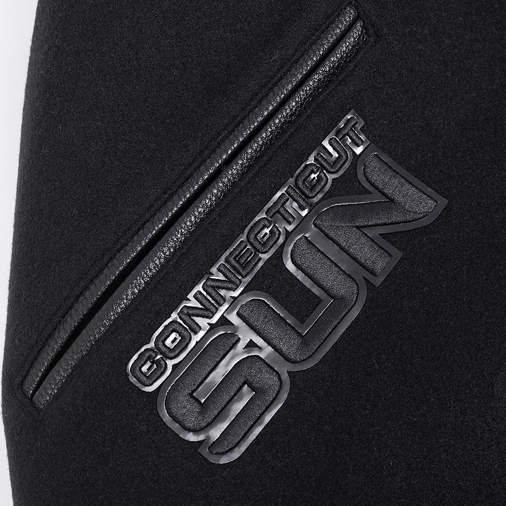 WNBA CONNECTICUT SUN TRIPLE BLACK MEN'S WOOL VARSITY JACKET (JET BLACK) - Image 5