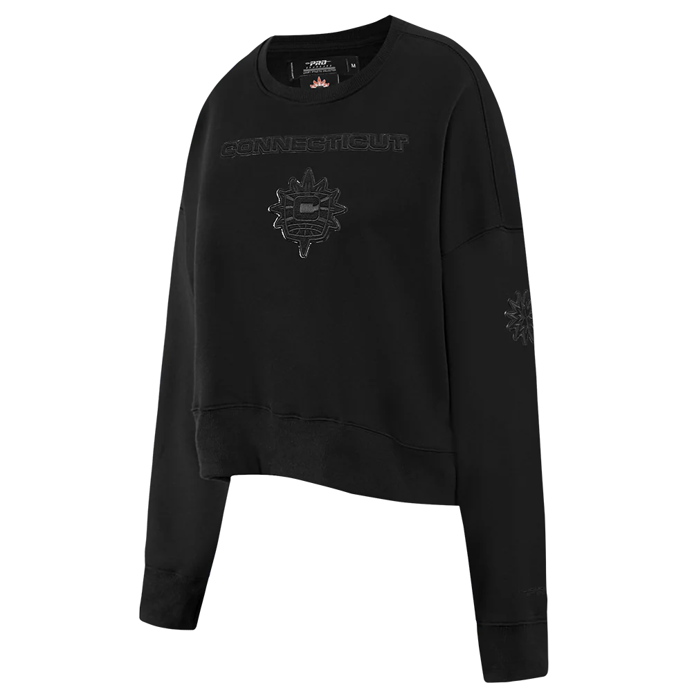 WNBA  CONNECTICUT SUN TRIPLE BLACK WOMEN'S FLEECE CREWNECK (BLACK) - Image 2