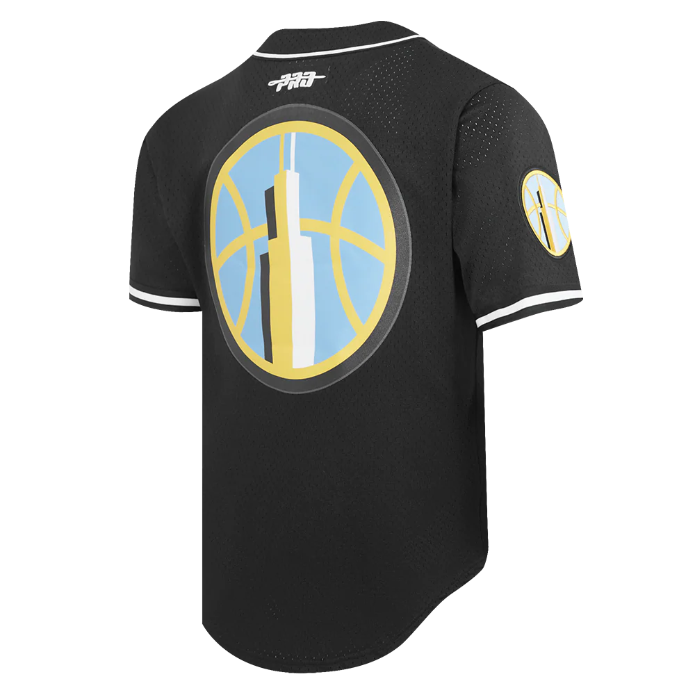 WNBA CHICAGO SKY MESH MEN'S BUTTON DOWN SHIRT (BLACK) - Image 4
