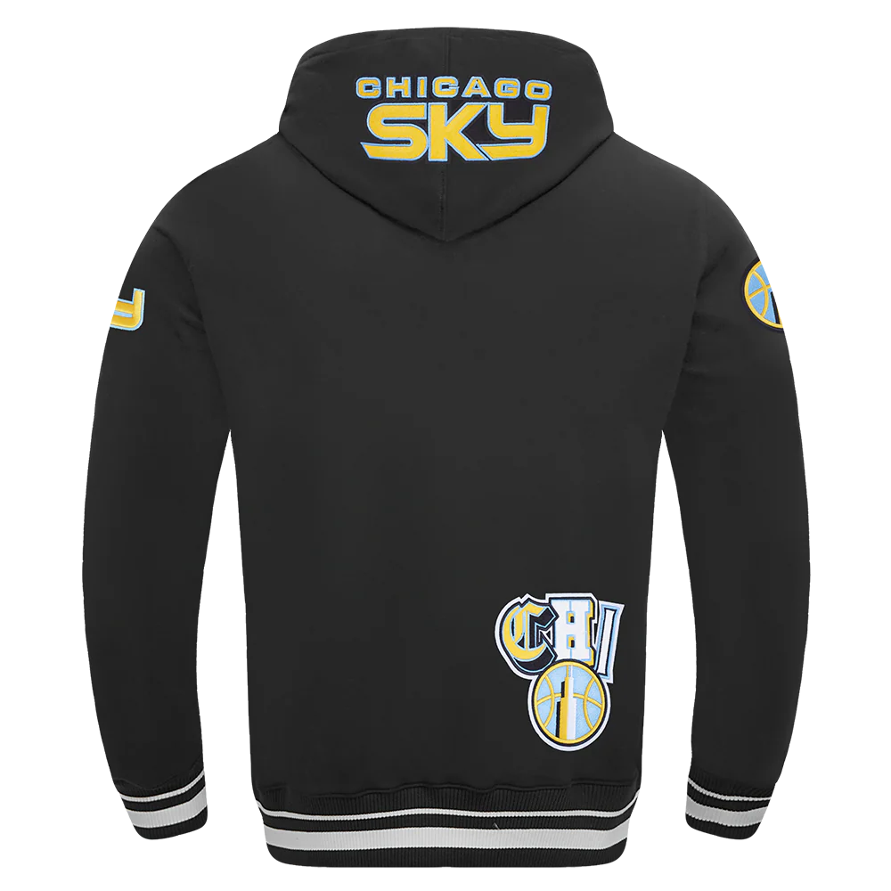 WNBA CHICAGO SKY CITY RANSOM MEN'S RIB FLEECE PULLOVER HOODIE (BLACK) - Image 3