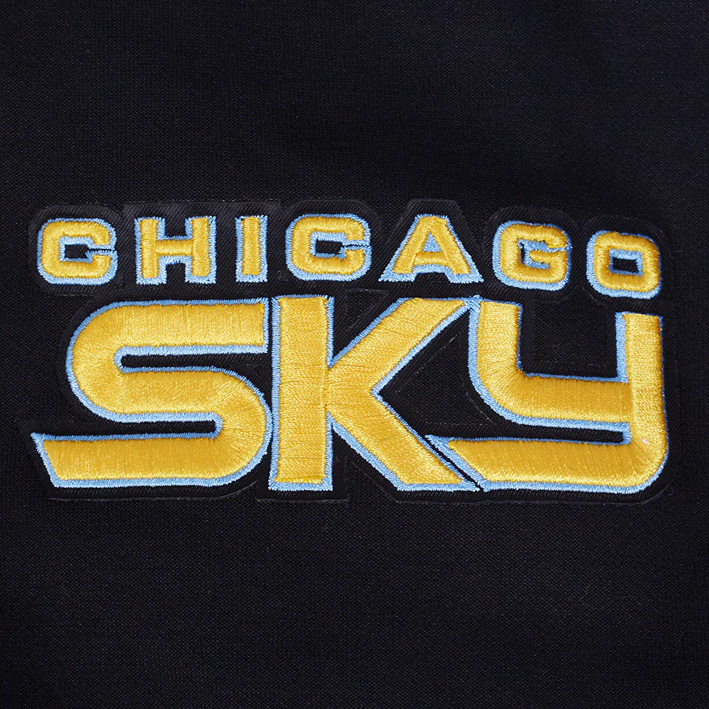 WNBA CHICAGO SKY CLASSIC CHENILLE MEN'S DOUBLE KNIT PULLOVER HOODIE (BLACK) - Image 7