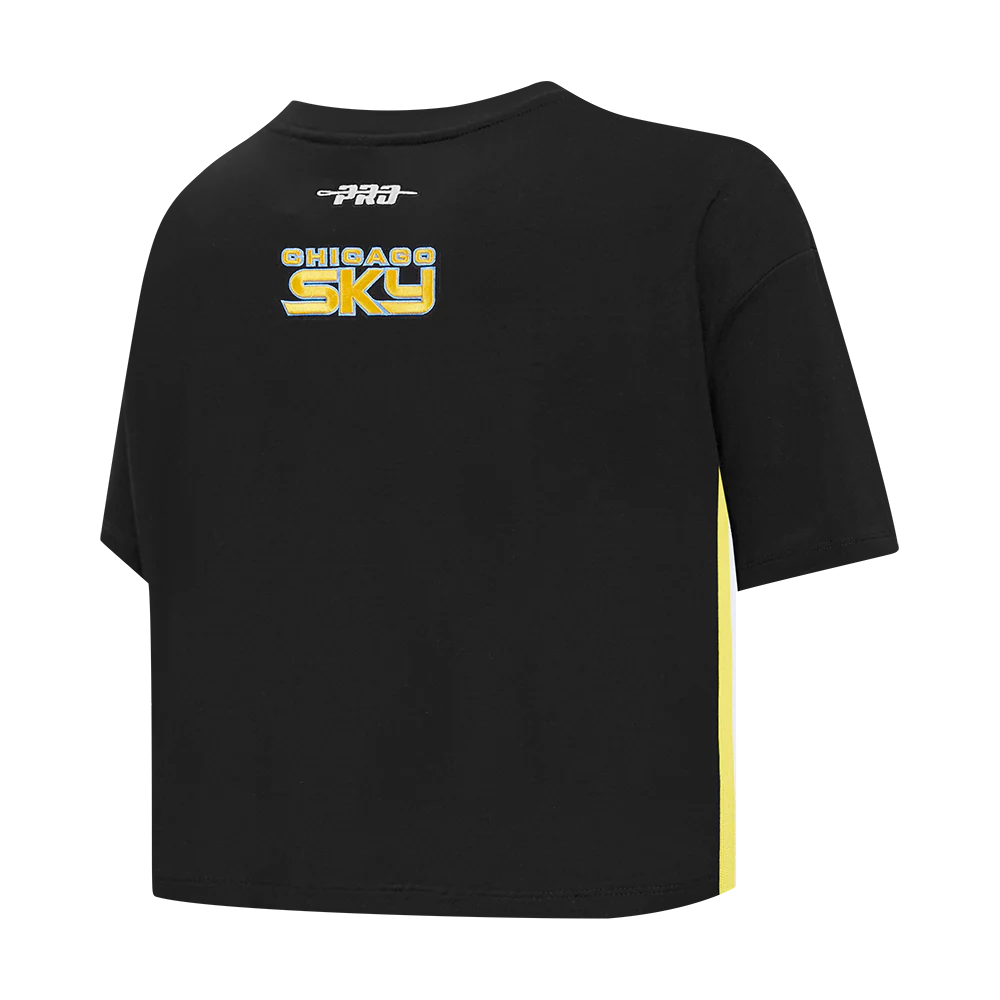 WNBA CHICAGO SKY CITY RANSOM WOMEN'S SINGLE JERSEY BOXY TEE (BLACK) - Image 4