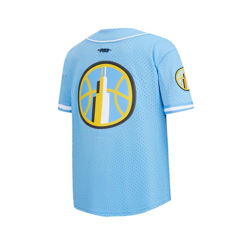 WNBA CHICAGO SKY CLASSIC MESH BIG BOY'S BUTTON DOWN SHIRT (UNIVERSITY BLUE) - Image 4