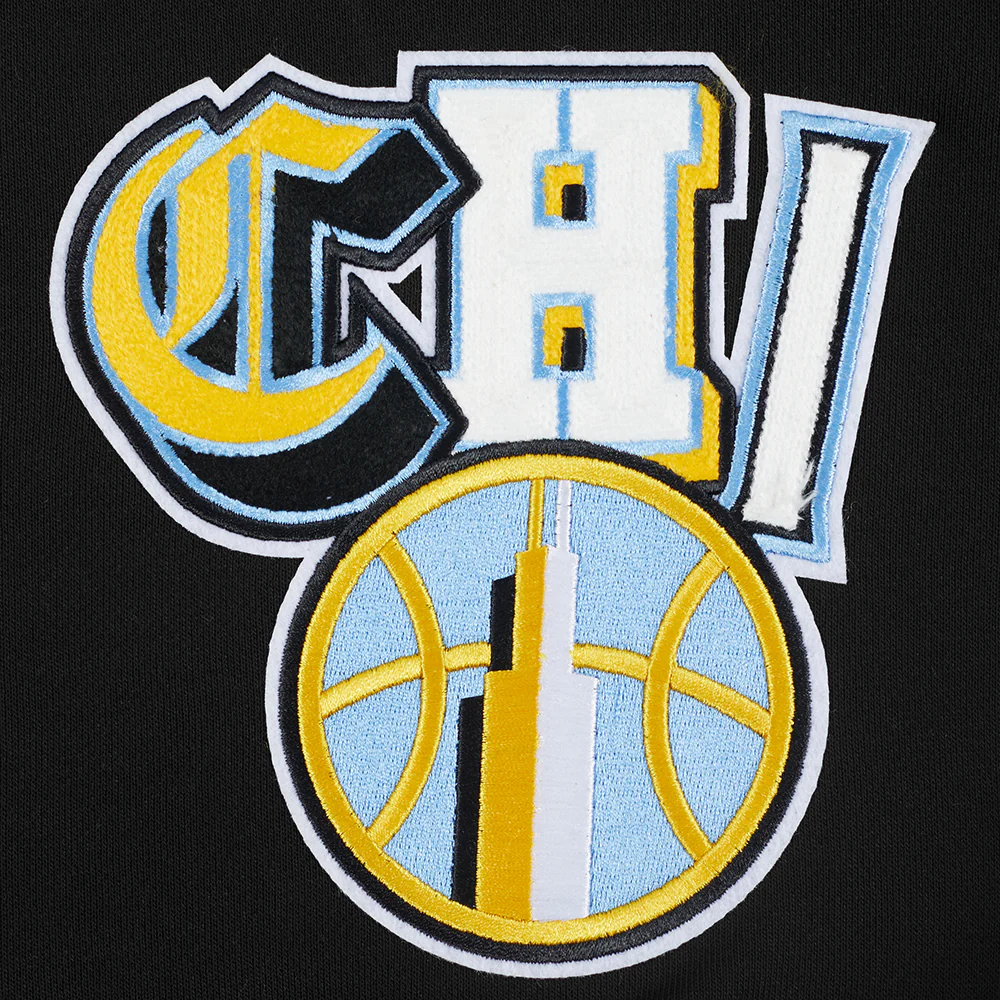 WNBA CHICAGO SKY CITY RANSOM WOMEN'S RIB FLEECE CROPPED PULLOVER HOODIE (BLACK) - Image 6