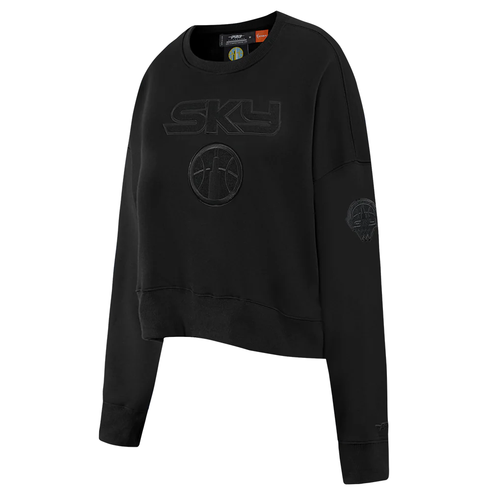 WNBA CHICAGO SKY TRIPLE BLACK WOMEN'S FLEECE CREWNECK (BLACK) - Image 2