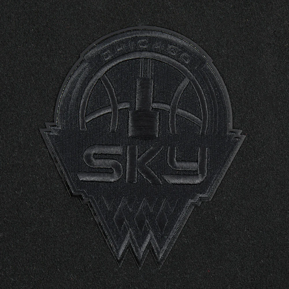 WNBA CHICAGO SKY TRIPLE BLACK WOMEN'S RIB WOOL VARSITY JACKET (JET BLACK) - Image 4