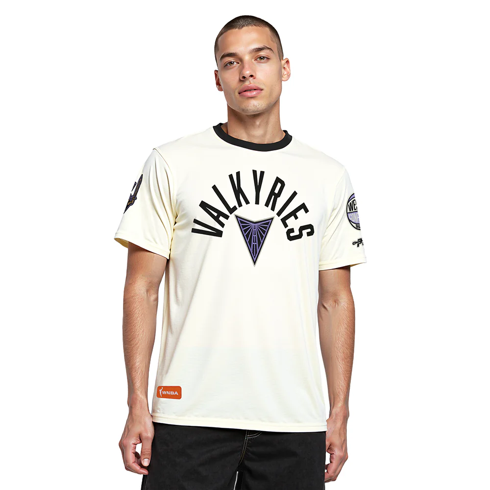 WNBA GOLDEN STATE VALKYRIES MODERN ORIGINALS MEN'S RINGER TEE (EGGSHELL/ BLACK)