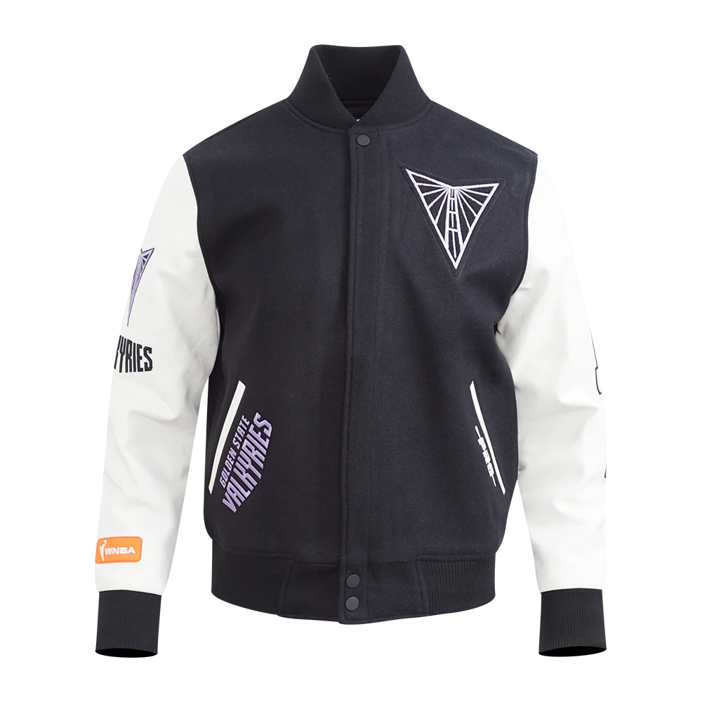 WNBA GOLDEN STATE VALKYRIES CLASSIC CHENILLE MEN'S WOOL VARSITY JACKET (BLACK/WHITE)