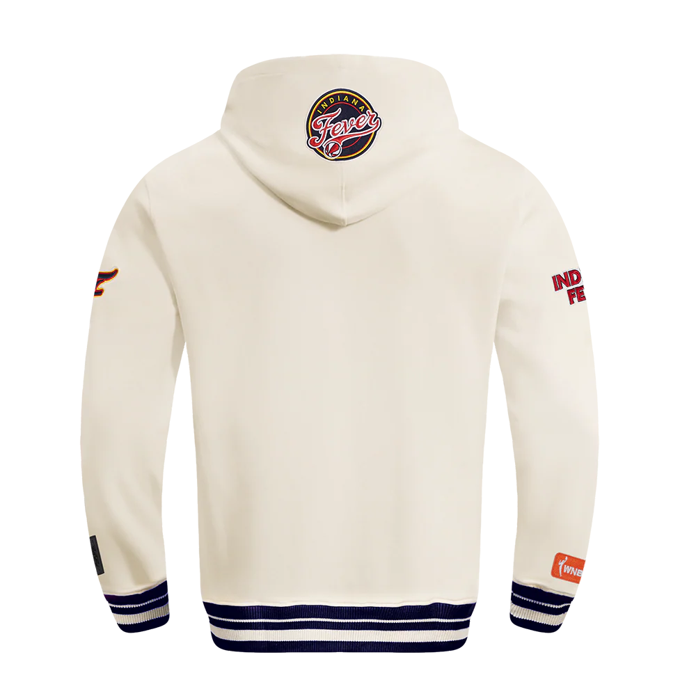WNBA INDIANA FEVER RETRO CLASSICS MEN'S RIB FLEECE PULLOVER HOODIE (EGGSHELL/ MIDNIGHT NAVY) - Image 3