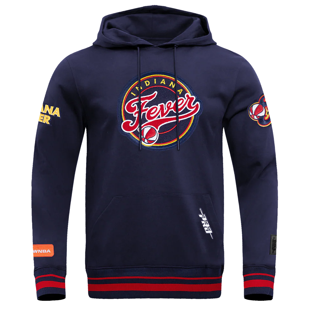 WNBA INDIANA FEVER RETRO CLASSICS MEN'S RIB FLEECE PULLOVER HOODIE (MIDNIGHT NAVY/RED/MIDNIGHT NAVY)