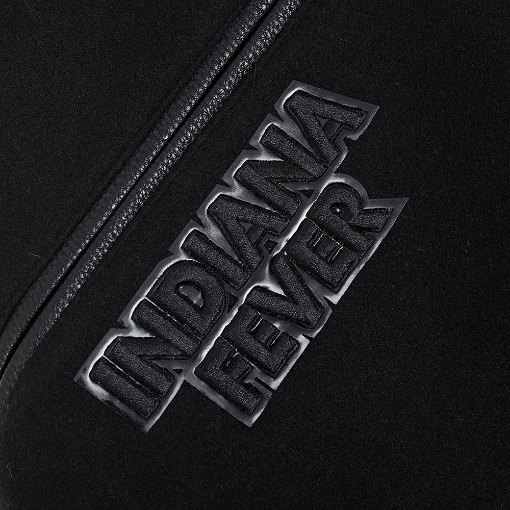 WNBA INDIANA FEVER TRIPLE BLACK MEN'S WOOL VARSITY JACKET (JET BLACK) - Image 7