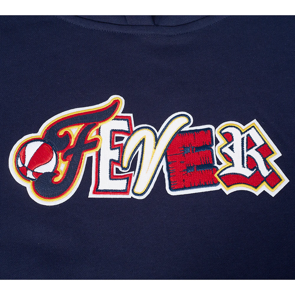 WNBA INDIANA FEVER CITY RANSOM WOMEN'S RIB FLEECE CROPPED PULLOVER HOODIE (MIDNIGHT NAVY/RED/MIDNIGHT NAVY) - Image 5