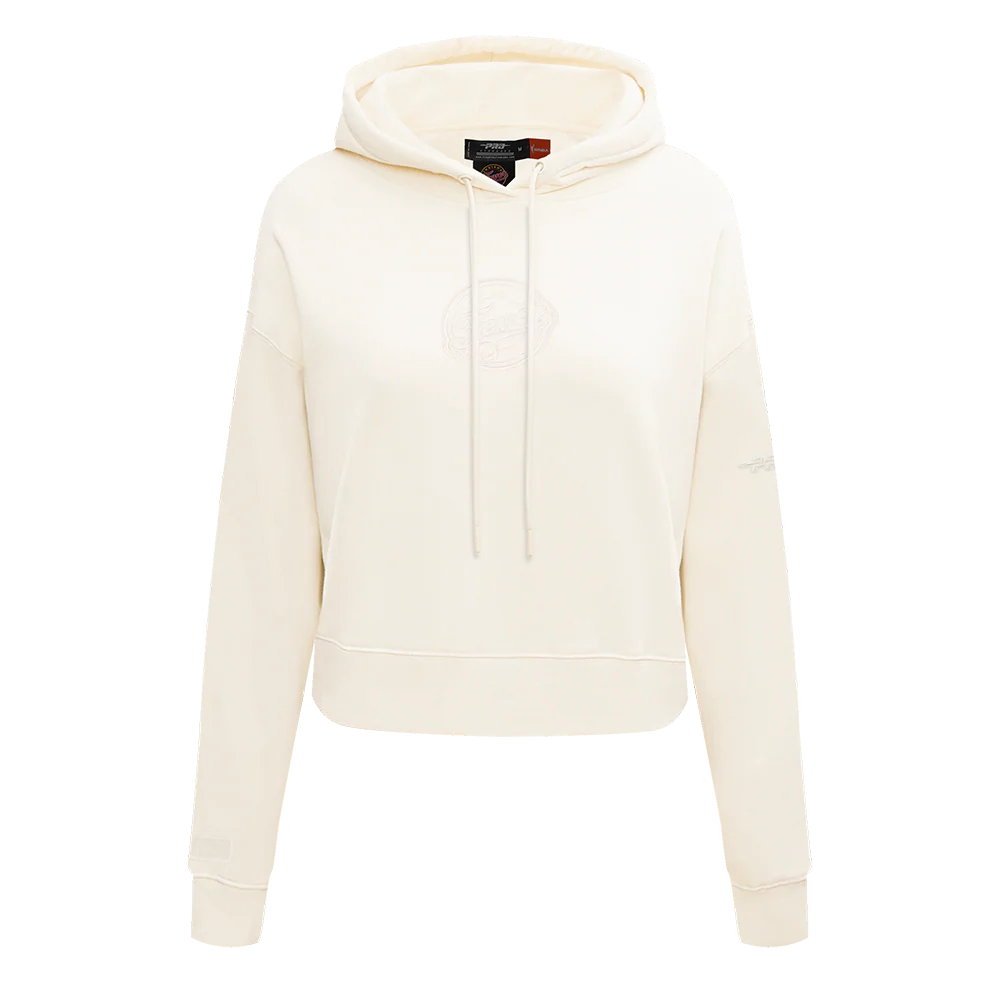 WNBA INDIANA FEVER NEUTRAL WOMEN'S CROPPED FLC PO HOODIE (EGGSHELL)