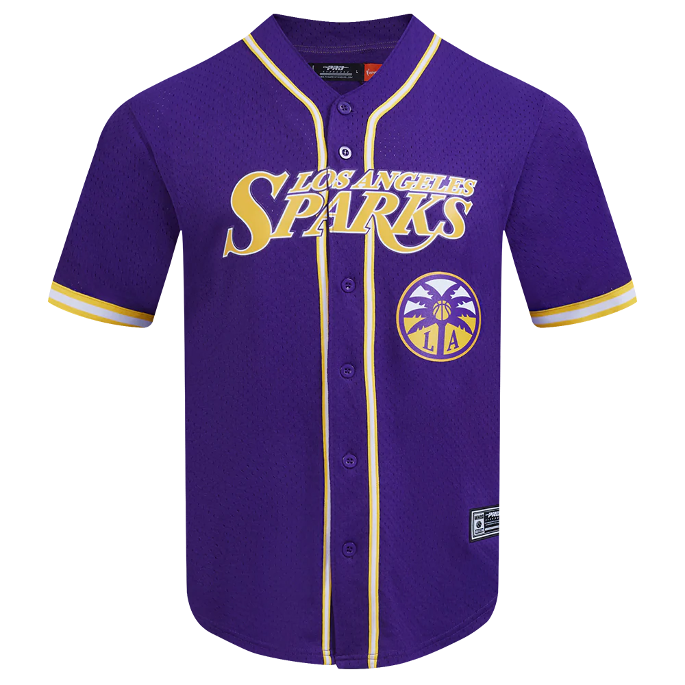 LOS ANGELES SPARKS MESH MEN'S BUTTON DOWN SHIRT (PURPLE/YELLOW)