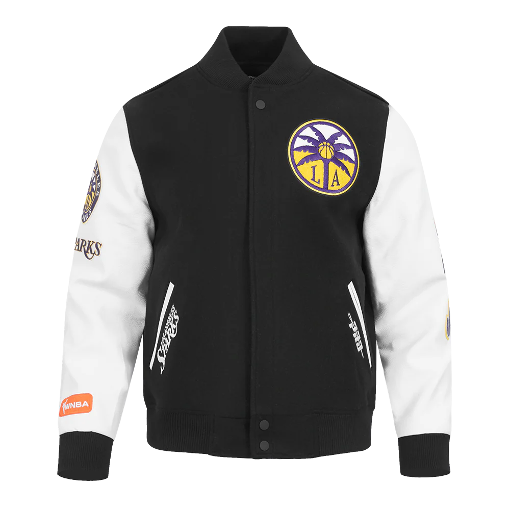WNBA LOS ANGELES SPARKS CLASSIC CHENILLE MEN'S WOOL VARSITY JACKET (BLACK/WHITE)