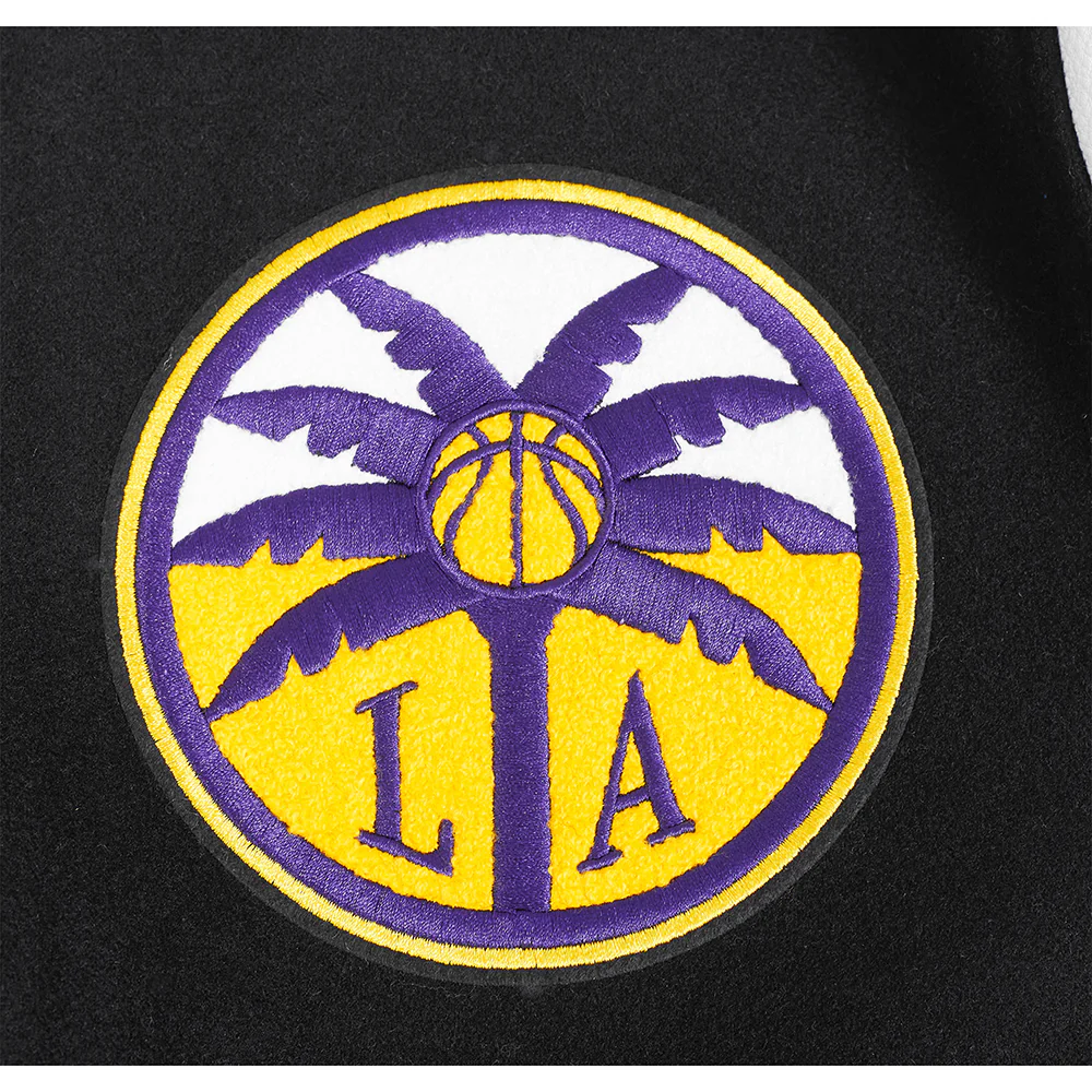 WNBA LOS ANGELES SPARKS CLASSIC CHENILLE MEN'S WOOL VARSITY JACKET (BLACK/WHITE) - Image 7