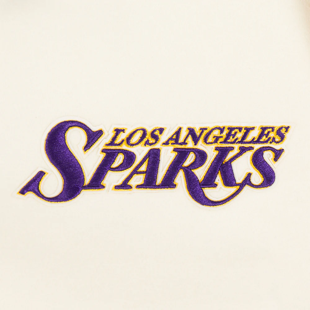 WNBA LOS ANGELES SPARKS RETRO CLASSICS MEN'S RIB WOOL VARSITY JACKET (EGGSHELL/ PURPLE) - Image 8