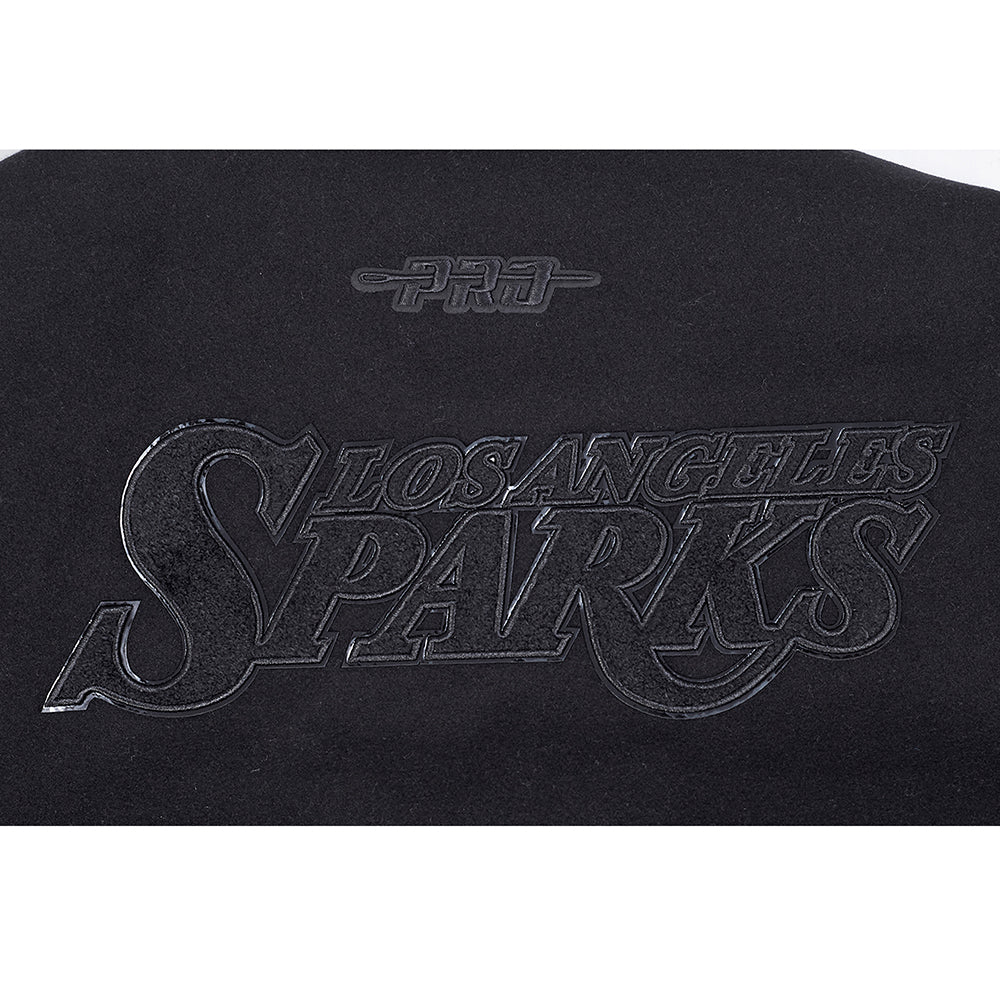 WNBA LOS ANGELES SPARKS TRIPLE BLACK MEN'S WOOL VARSITY JACKET (JET BLACK) - Image 5
