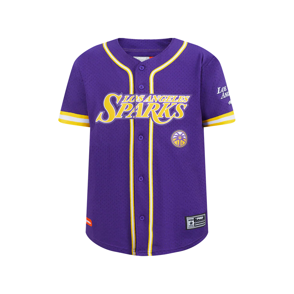 WNBA LOS ANGELES SPARKS CLASSIC MESH BIG BOY'S BUTTON DOWN SHIRT (Purple/Yellow)