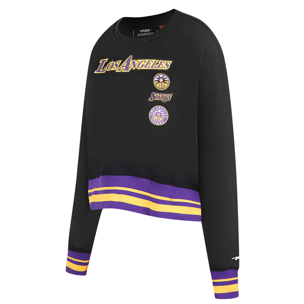 WNBA LOS ANGELES SPARKS RETRO CLASSICS WOMEN'S RIB FLEECE CREWNECK (BLACK/PURPLE) - Image 2