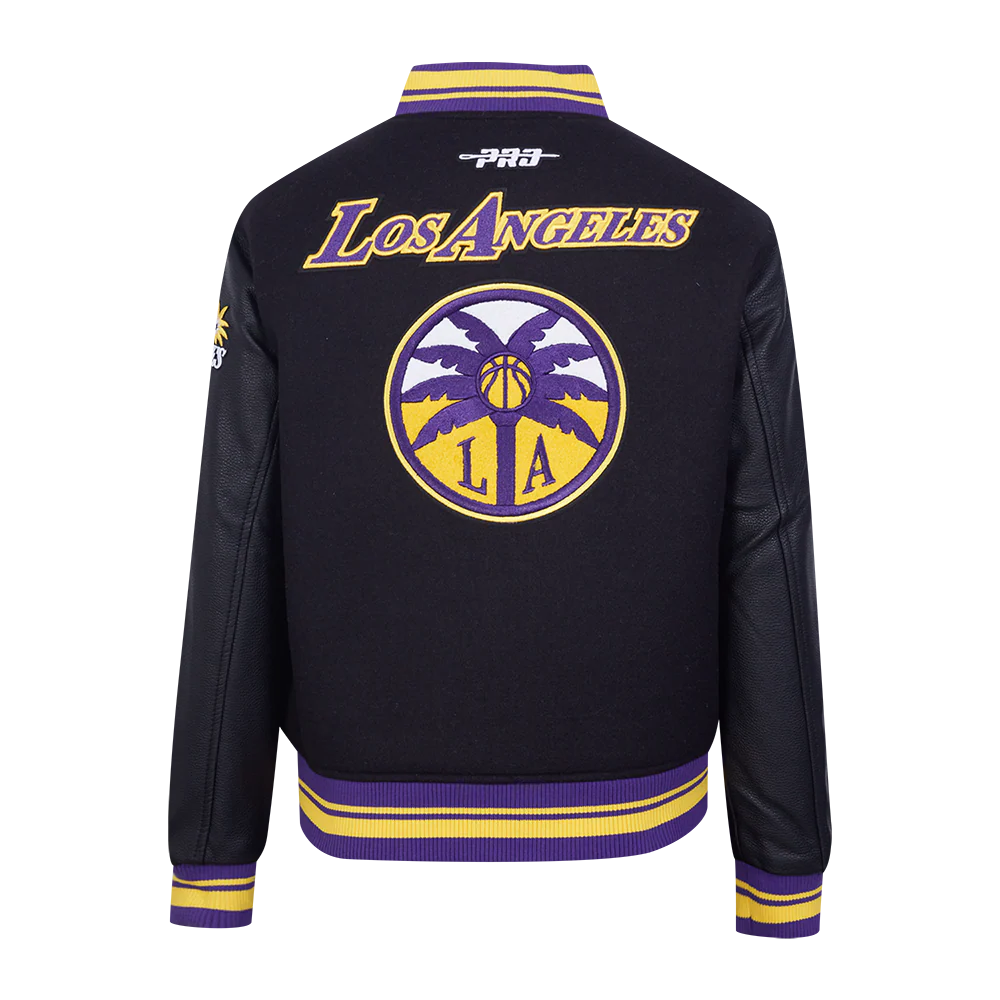 WNBA LOS ANGELES SPARKS RETRO CLASSICS WOMEN'S RIB WOOL VARSITY JACKET (BLACK/PURPLE) - Image 3