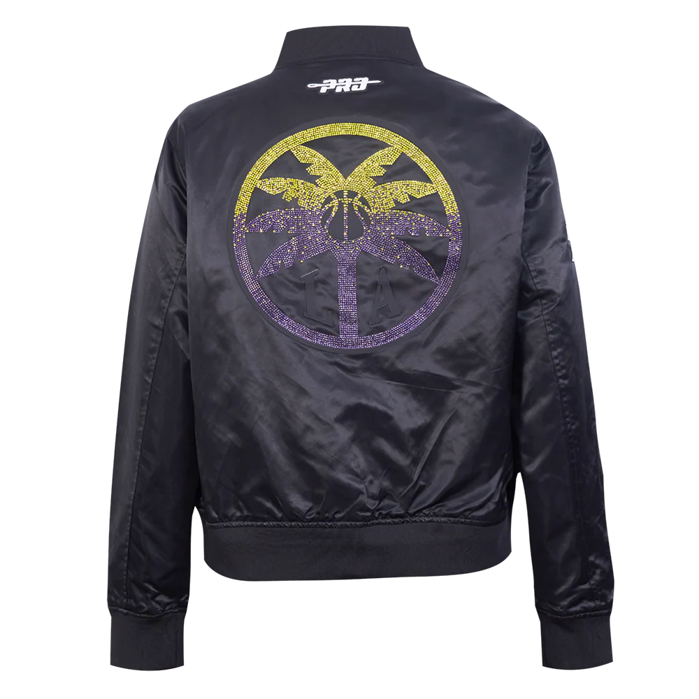 WNBA LOS ANGELES SPARKS JEWELS WOMEN'S SATIN JACKET (BLACK) - Image 3