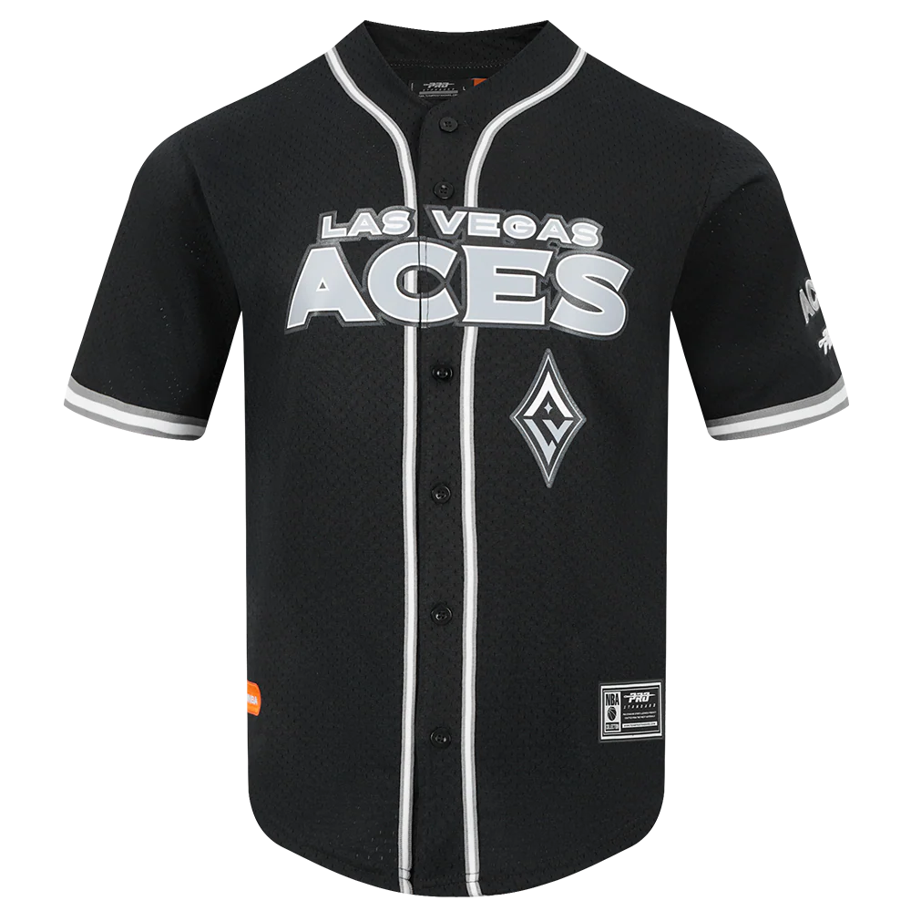 WNBA LAS VEGAS ACES MESH MEN'S BUTTON DOWN SHIRT (BLACK/GRAY)