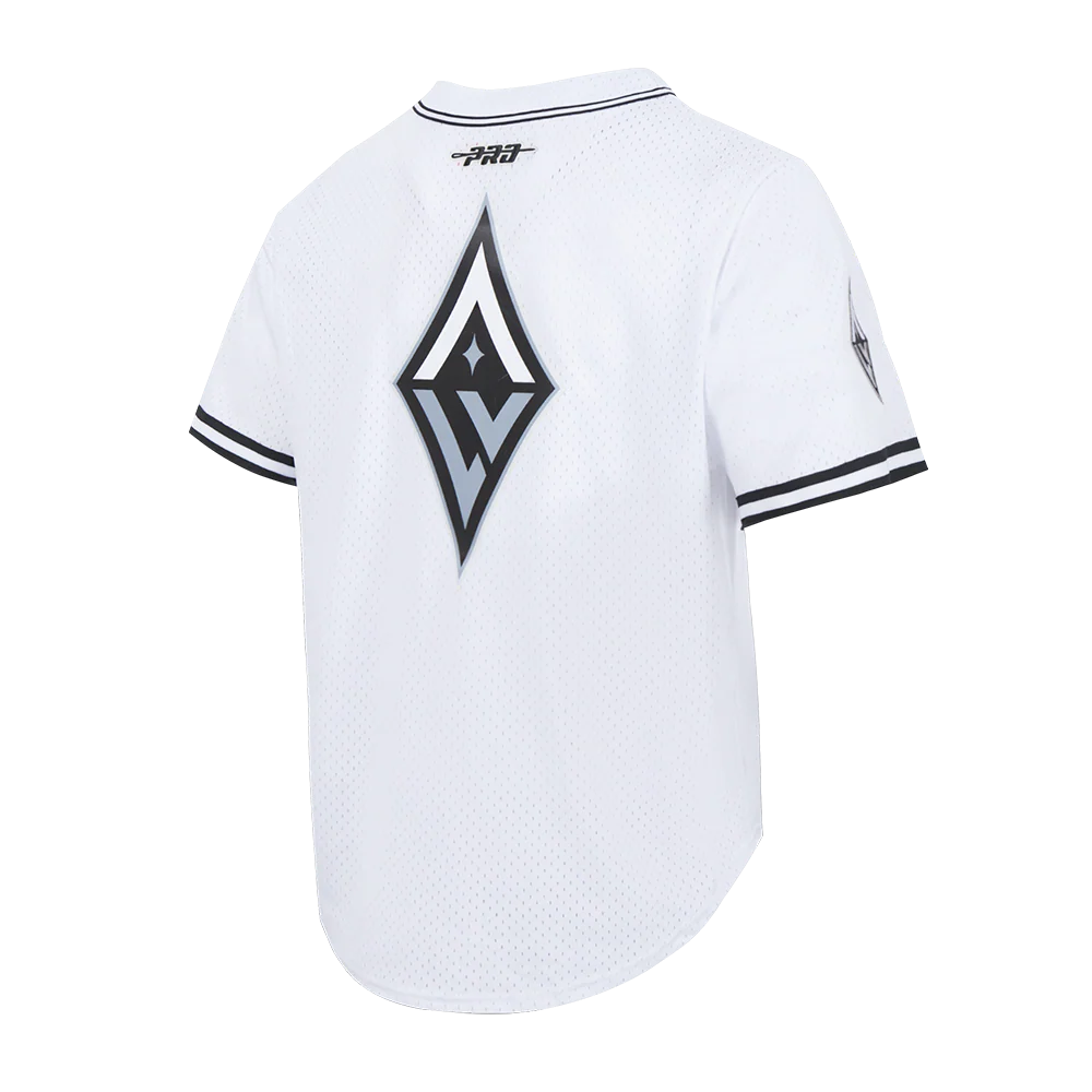 WNBA LAS VEGAS ACES MESH MEN'S BUTTON DOWN SHIRT (WHITE / BLACK / WHTE) - Image 4