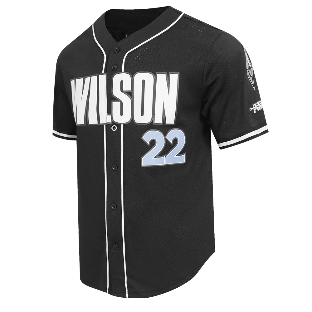 WNBA LAS VEGAS ACES A'JA WILSON #22 CLASSIC PLAYER NAME AND NUMBER MEN'S BUTTON DOWN SHIRT (BLACK) - Image 2