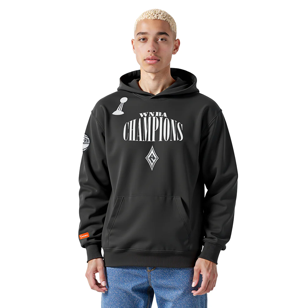 LAS VEGAS ACES WNBA FINALS 2025 MEN'S DROP SHOULDER FLC PO HOODI (BLACK)