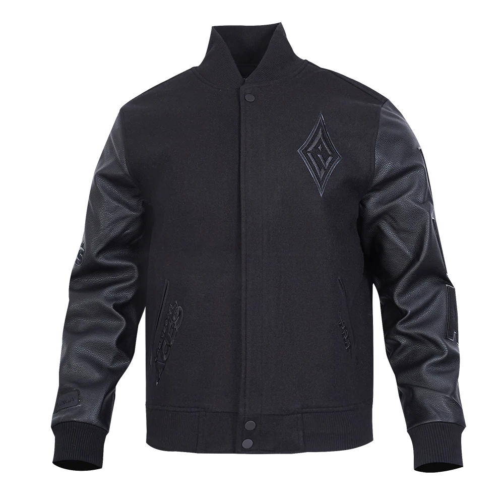 WNBA LAS VEGAS ACES TRIPLE BLACK MEN'S WOOL VARSITY JACKET (JET BLACK)