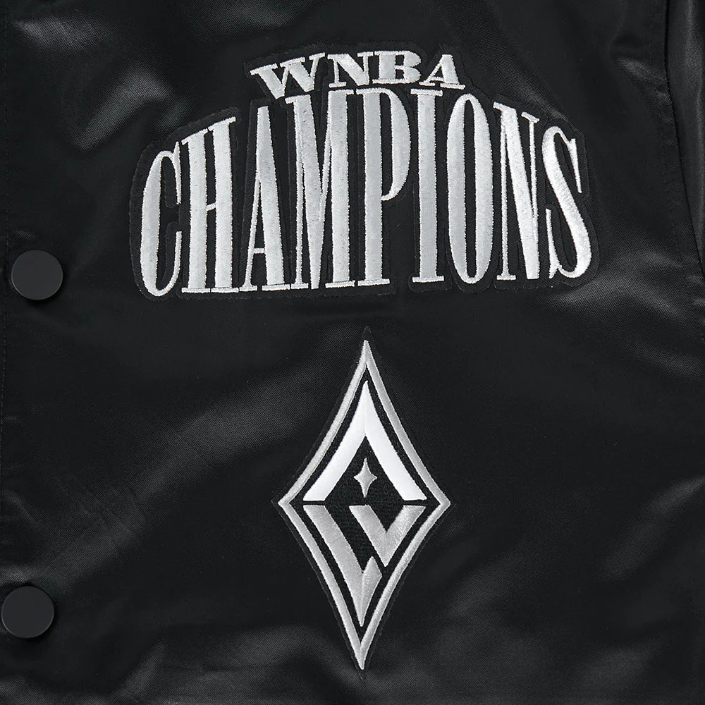 LAS VEGAS ACES WNBA FINALS 2025 PRO SATIN MEN'S RIB JACKET (BLACK) - Image 7