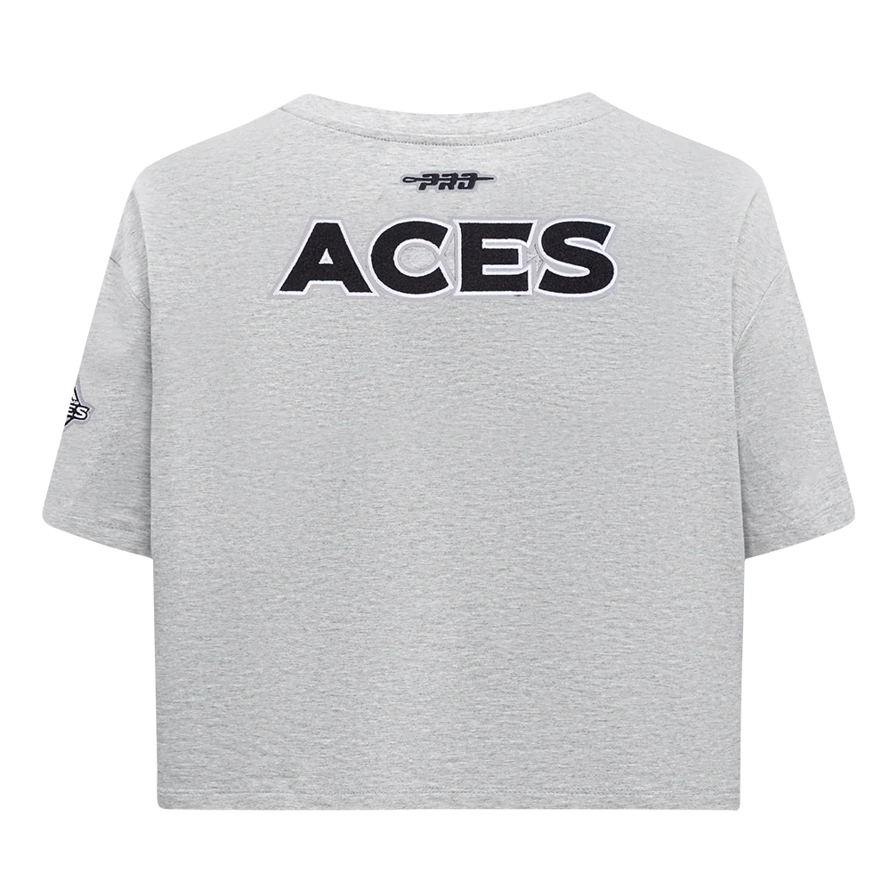 WNBA LAS VEGAS ACES CLASSIC ESSENTIALS WOMEN'S SINGLE JERSEY BOXY TEE (HEATHER GREY) - Image 3