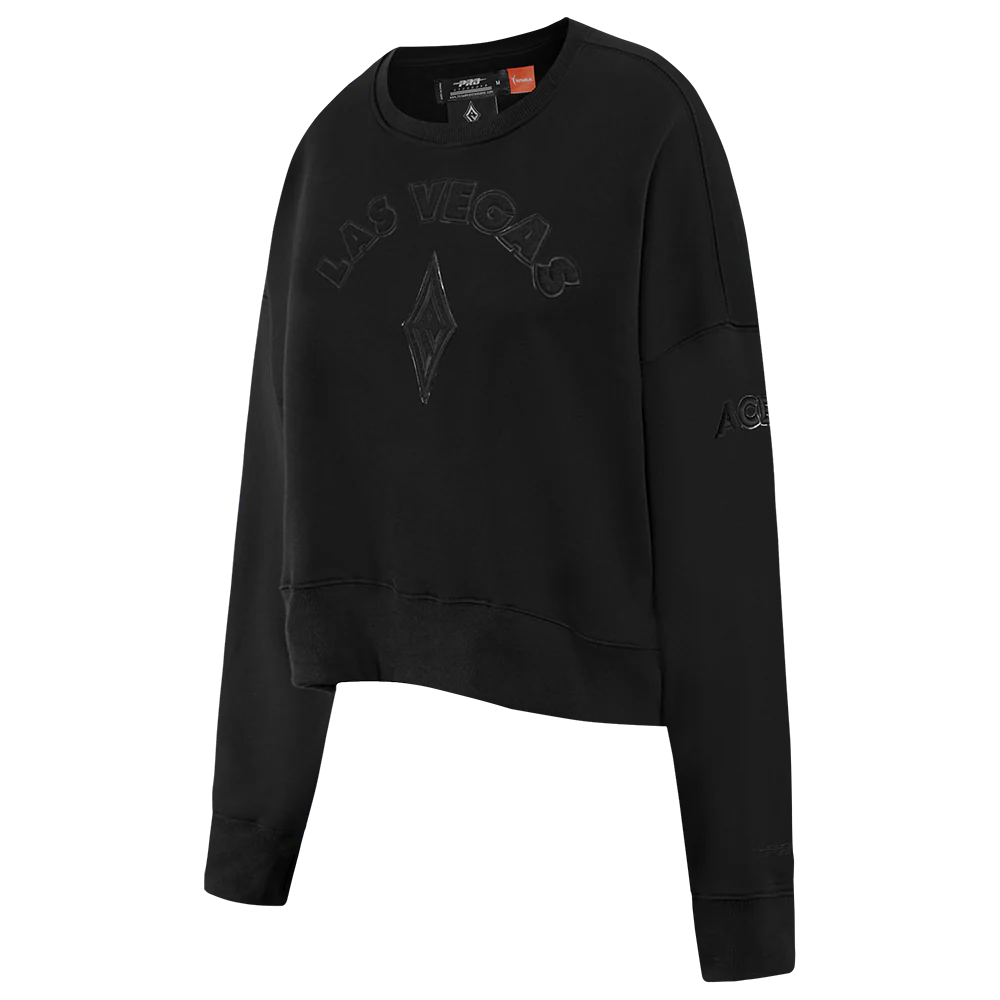 WNBA LAS VEGAS ACES TRIPLE BLACK WOMEN'S FLEECE CREWNECK (BLACK) - Image 2