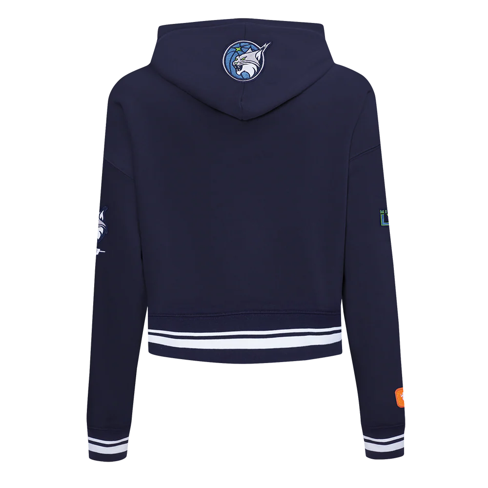 WNBA MINNESOTA LYNX RETRO CLASSICS WOMEN'S RIB FLEECE CROPPED PULLOVER HOODIE (MIDNIGHT NAVY) - Image 3