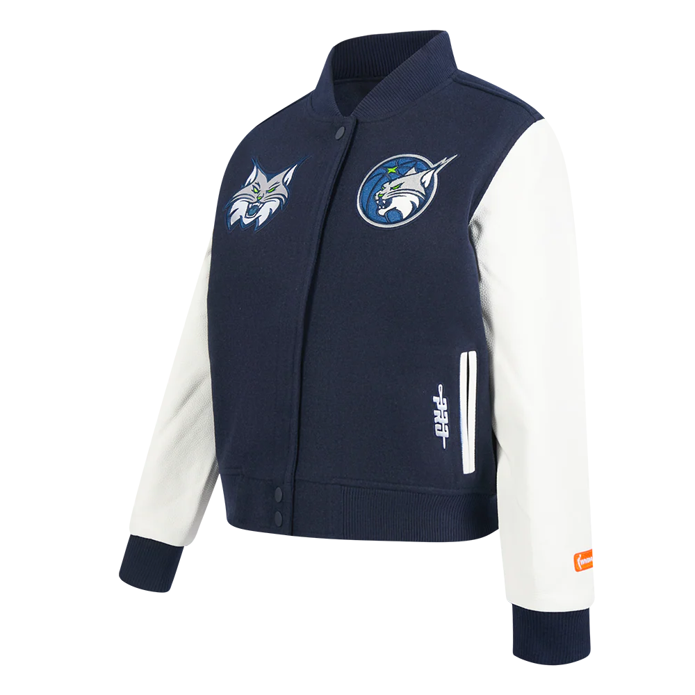 WNBA MINNESOTA LYNX CLASSIC ESSENTIALS WOMEN'S WOOL VARSITY JACKET (MIDNIGHT NAVY/WHITE) - Image 2