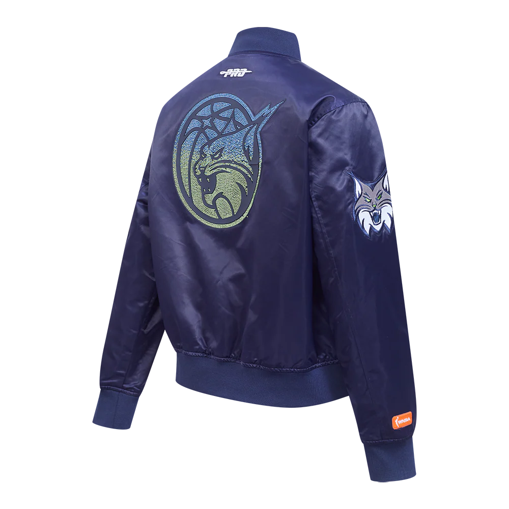 WNBA  MINNESOTA LYNX JEWELS WOMEN'S SATIN JACKET (MIDNIGHT NAVY) - Image 4
