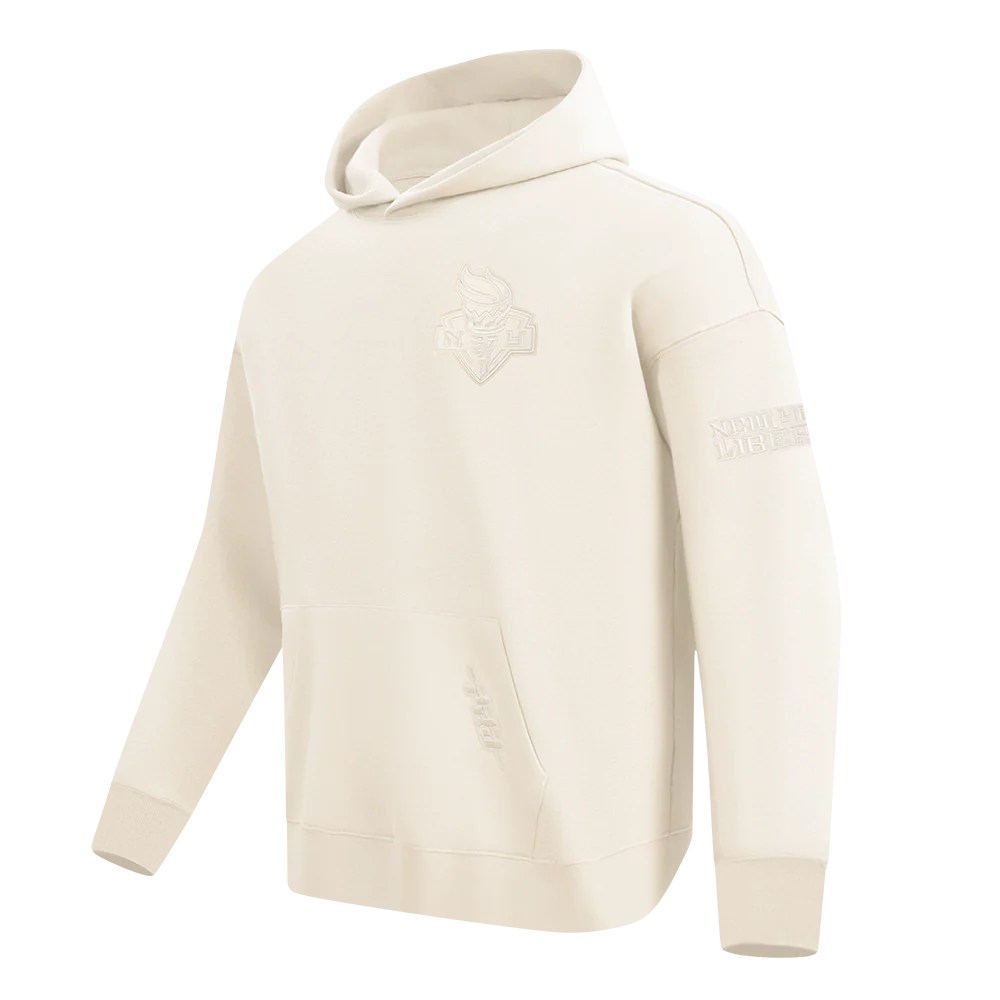 WNBA 	NEW YORK LIBERTY NEUTRAL MEN'S DROP SHOULDER FLEECE PULLOVER HOODIE (EGGSHELL) - Image 2