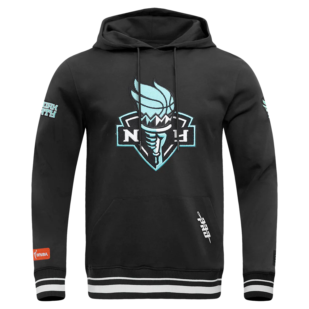 WNBA NEW YORK LIBERTY RETRO CLASSICS MEN'S RIB FLEECE PULLOVER HOODIE (BLACK)