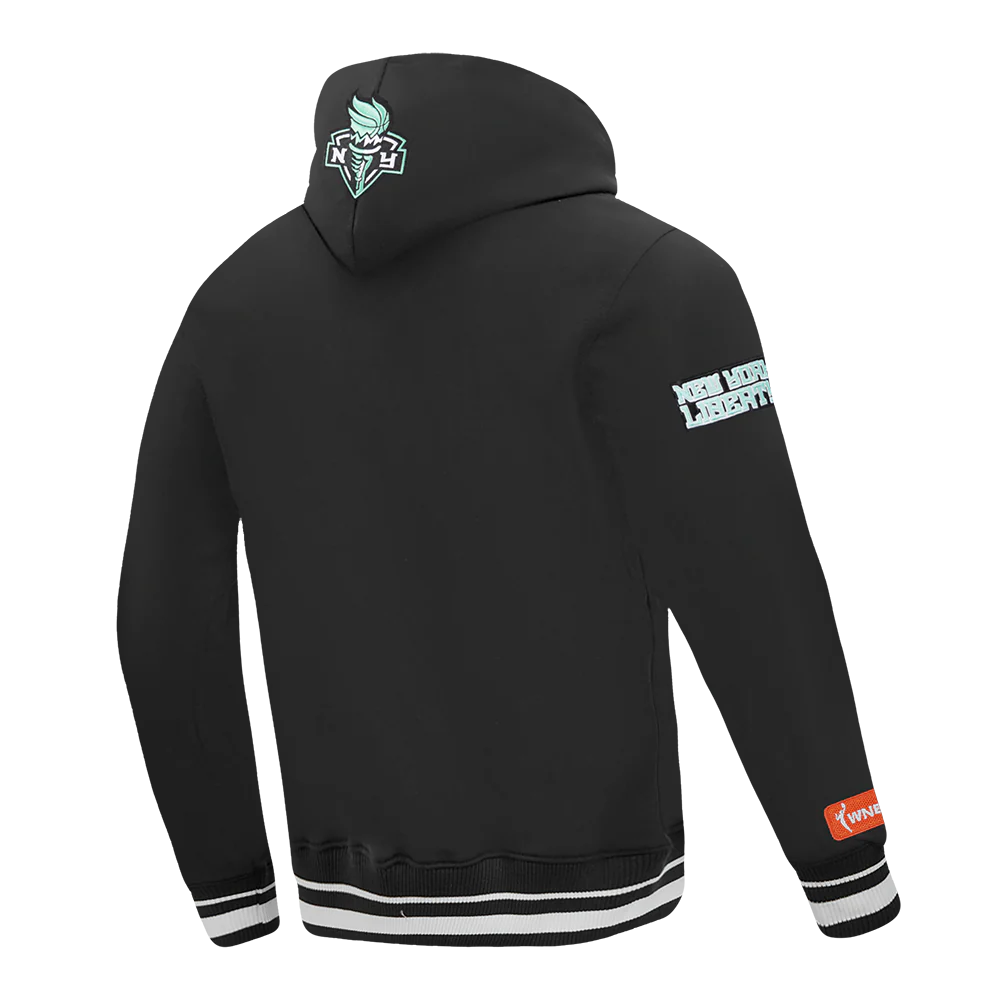 WNBA NEW YORK LIBERTY RETRO CLASSICS MEN'S RIB FLEECE PULLOVER HOODIE (BLACK) - Image 4