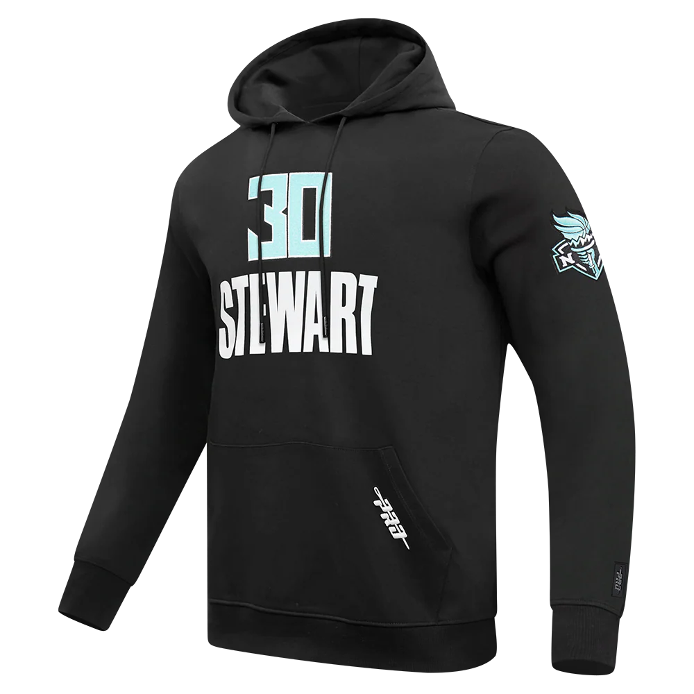 WNBA NEW YORK LIBERTY BREANNA STEWART #30 CLASSIC PLAYER NAME AND NUMBER MEN'S FLEECE PULLOVER HOODIE (BLACK) - Image 2