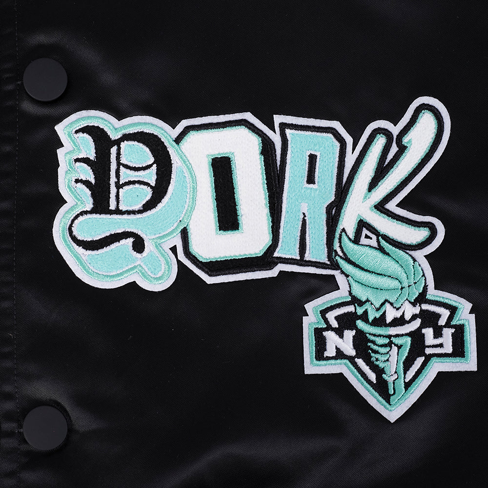 WNBA NEW YORK LIBERTY CITY RANSOM MEN'S RIB SATIN JACKET (BLACK) - Image 8
