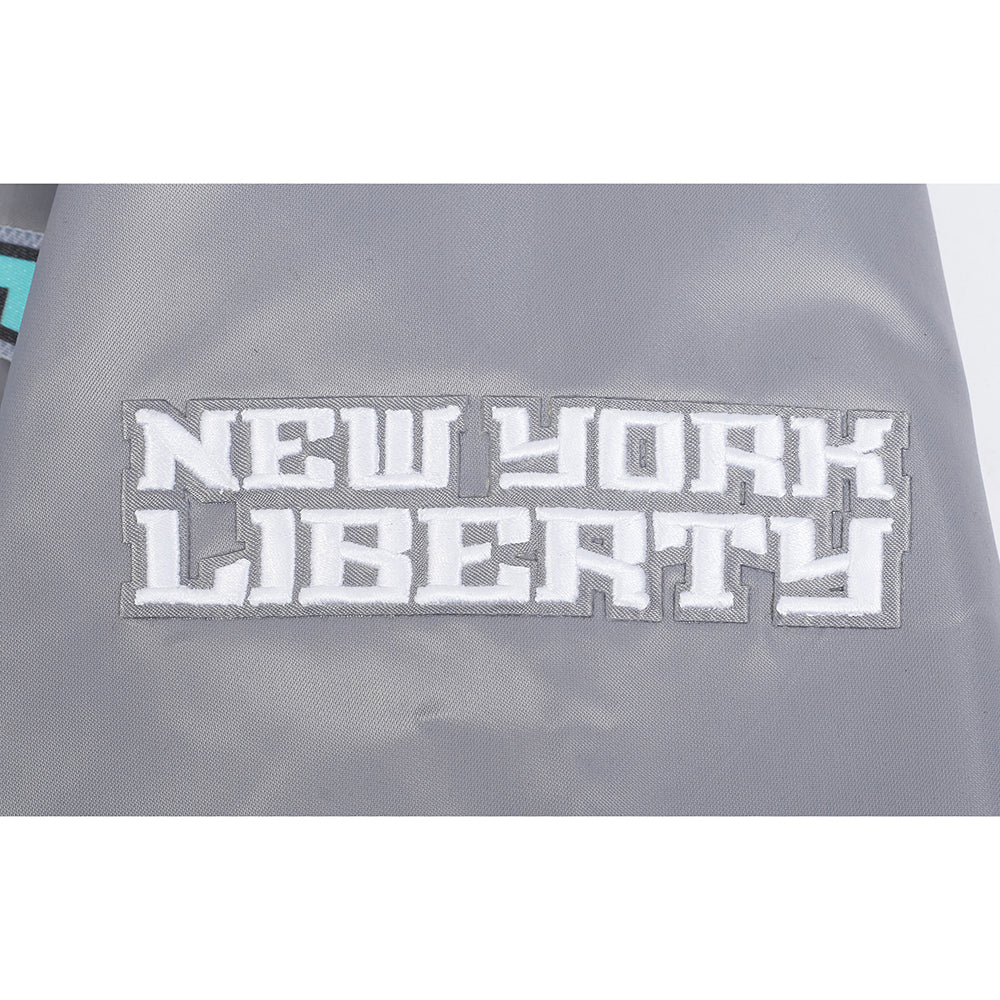 WNBA NEW YORK LIBERTY CLASSIC CHENILLE MEN'S SATIN JACKET (GRAY) - Image 5