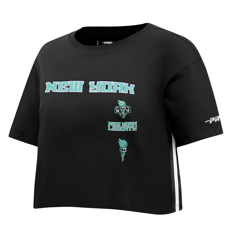 WNBA NEW YORK LIBERTY RETRO CLASSICS WOMEN'S SINGLE JERSEY BOXY TEE (BLACK) - Image 2