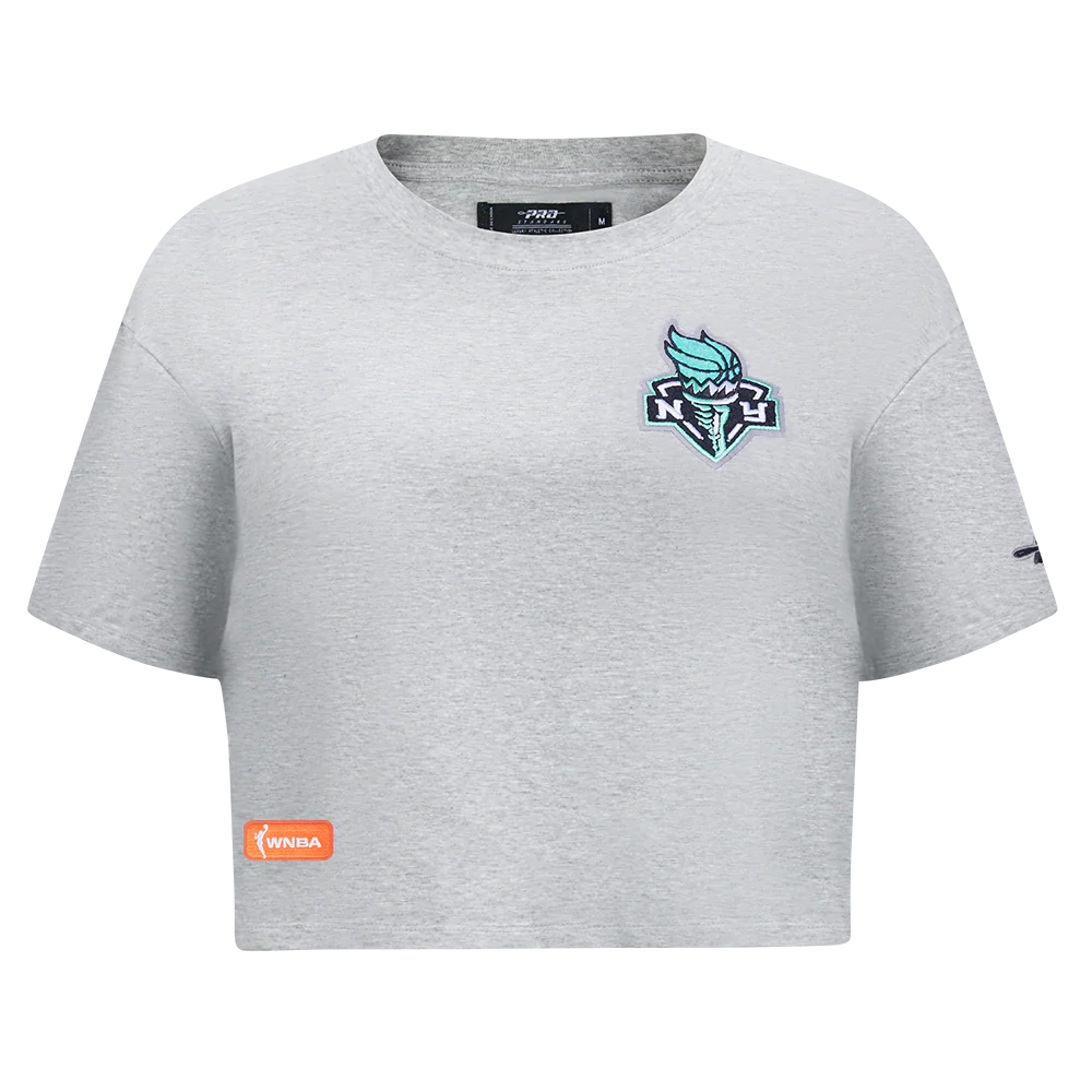 WNBA NEW YORK LIBERTY CLASSIC ESSENTIALS WOMEN'S SINGLE JERSEY BOXY TEE (HEATHER GREY)