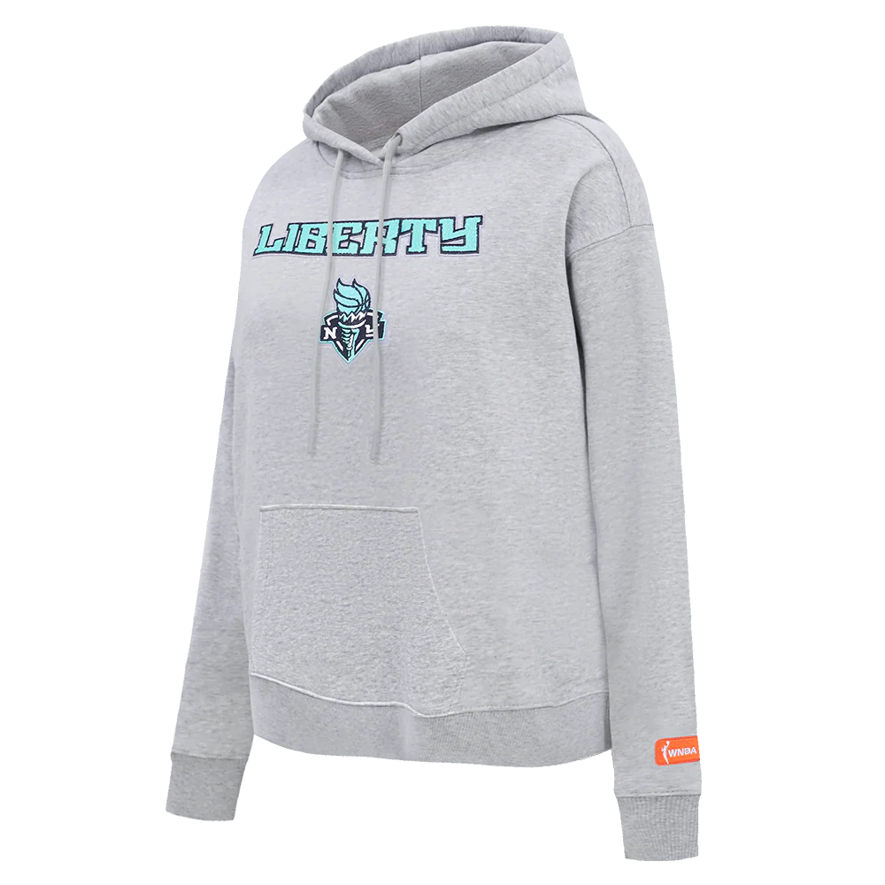 WNBA NEW YORK LIBERTY CLASSIC ESSENTIALS WOMEN'S FLEECE PULLOVER HOODIE (HEATHER GREY) - Image 2